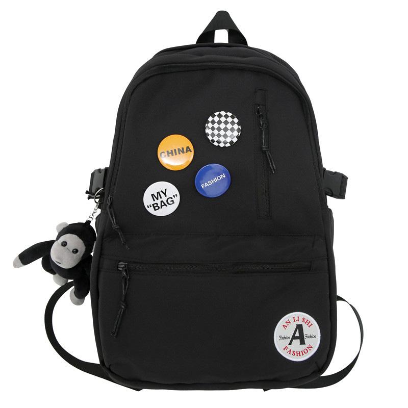 

Школьная сумка, женский контрастный рюкзак, мужской рюкзак для старшеклассников младших классов средней школы чёрный