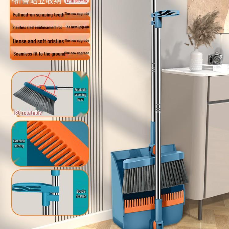 Set Mătură și Făraș Pliabil de Înaltă Calitate - Instrument de Măturat Eficient Rezistent la Păr