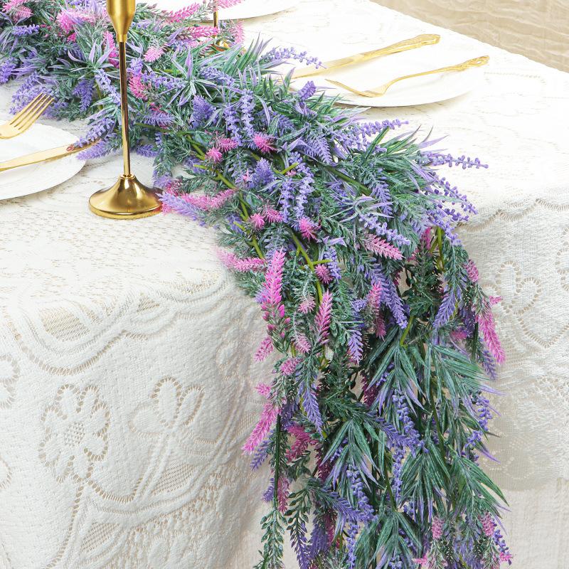 Artificial Lavender, Fake Plant, Vine, Hanging Wedding Background, Arched Wall, Outdoor Decoration Plastic Flowers