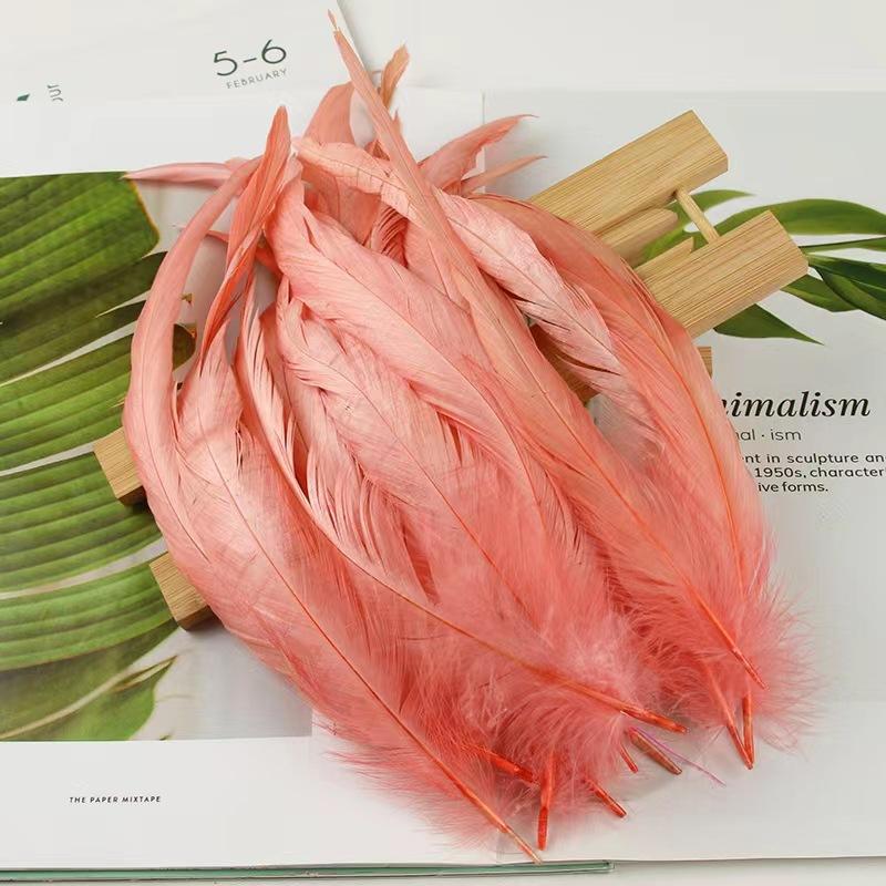 50Pcsdiy Handmade Feathers Long Feathers Off White Purple Tail Jewelry Accessories Mask Handicrafts Clothing Accessories