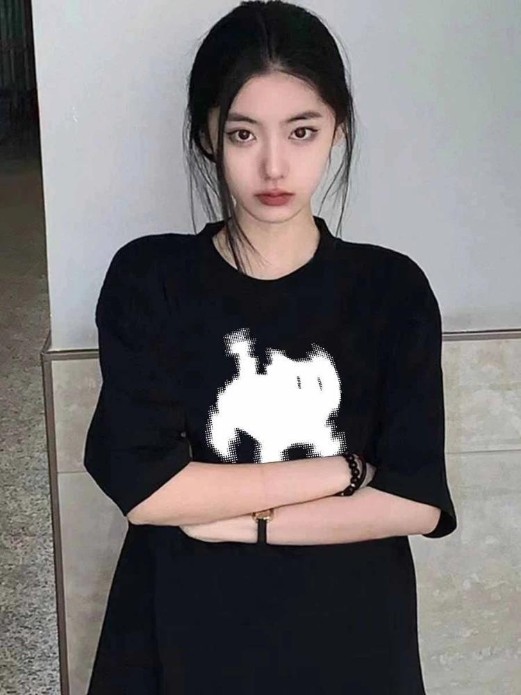 

Summer Harajuku Y2k Aesthetic Print Basic Short Sleeve Tshirts Streetwear All Match Loose Tops Women Casual Oversize O Neck Tee 4XL