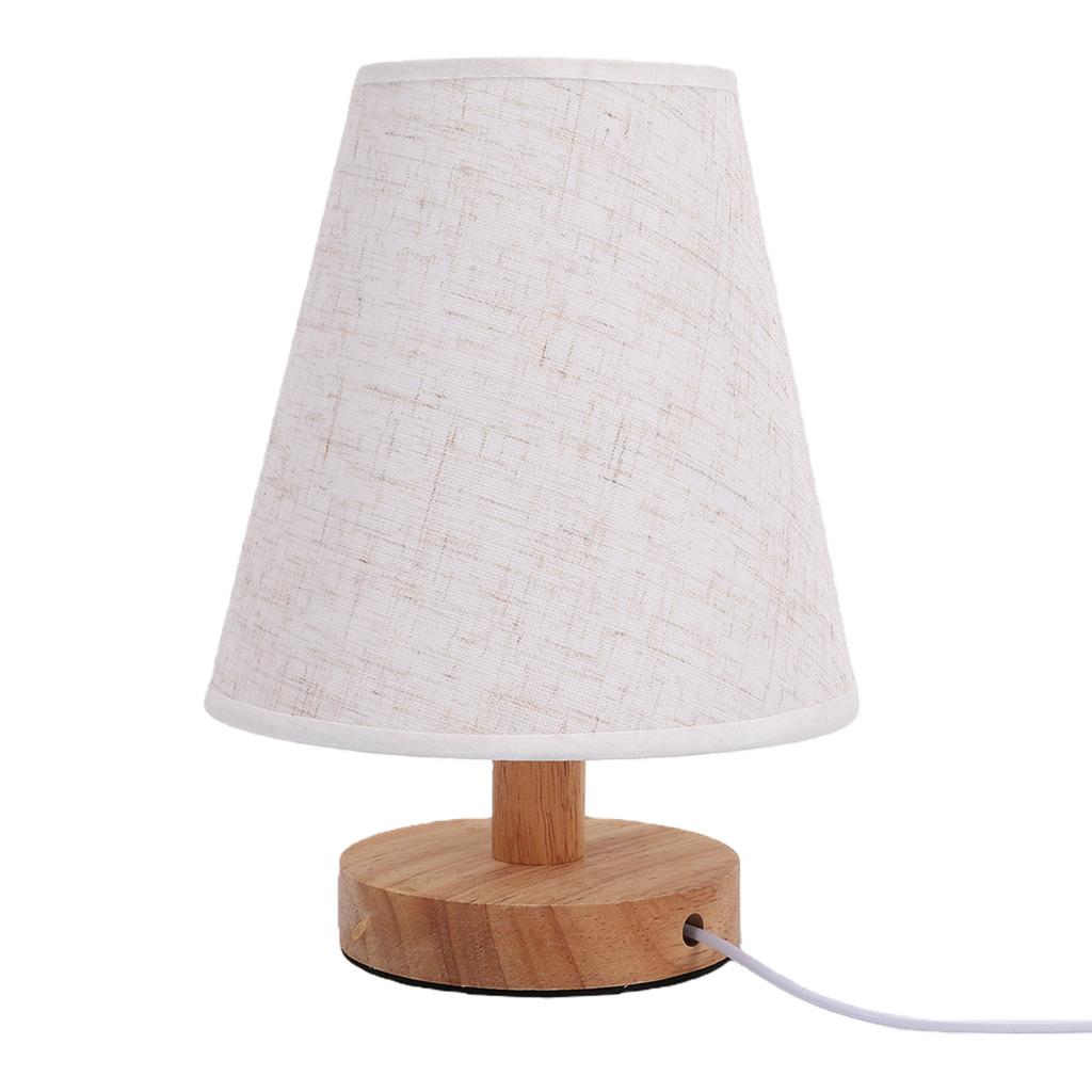 Table Lamp Minimalist Dimmable USB Bedside Lamp with Fabric Lampshade Remote Control for Bedroom Night Stand
