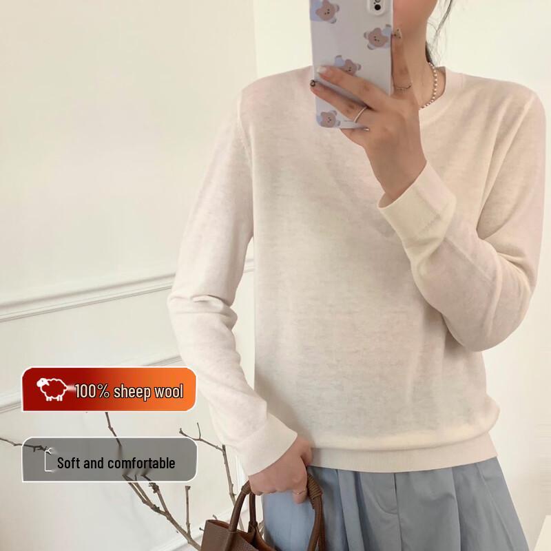 Zhi Chu Women's Pure Wool Korean-Style Lazy Knit Sweater