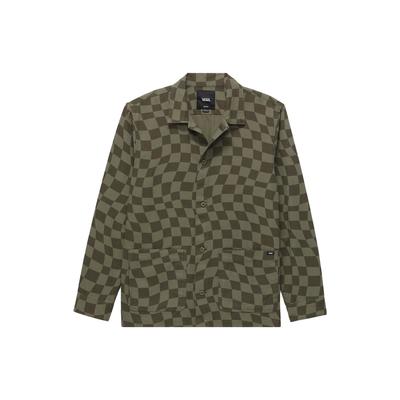 Checkerboard Single Button Long Sleeve Shirt Men Shirts Army-Green VN0008GZ-KCZ