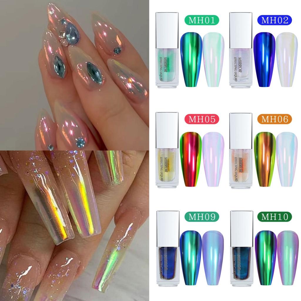 

DIY лунный пигмент хромированный гель для ногтей Аврора жидкое волшебное зеркало пудра Радуга долговечный блеск для ногтей украшения для дизайна ногтей