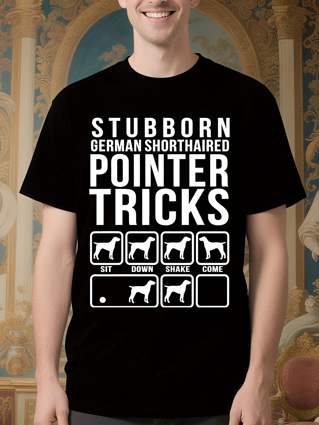 Funny German Shorthaired Pointer Tricks - Black Dog Dad Graphic Tee with Pointer Tricks Training Guide T-shirt S