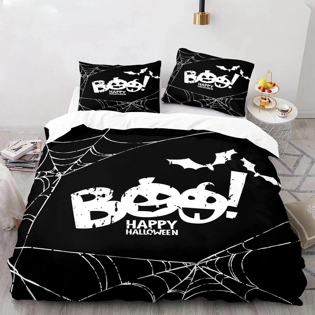 New 3D Print Halloween Boo Cartoon Bedding SetDuvet Cover Bed Set Quilt Cover PillowcaseKing Queen Twin Size Boys Girls Adults