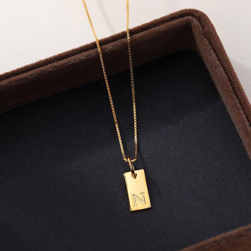 Banyan Tree Sterling Silver Square Letter Pendant Necklace