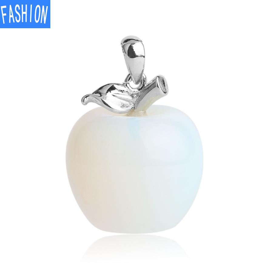 Natural Crystal Apple Pendant Summer Bead Chain Necklace Women'S European And American Fashion