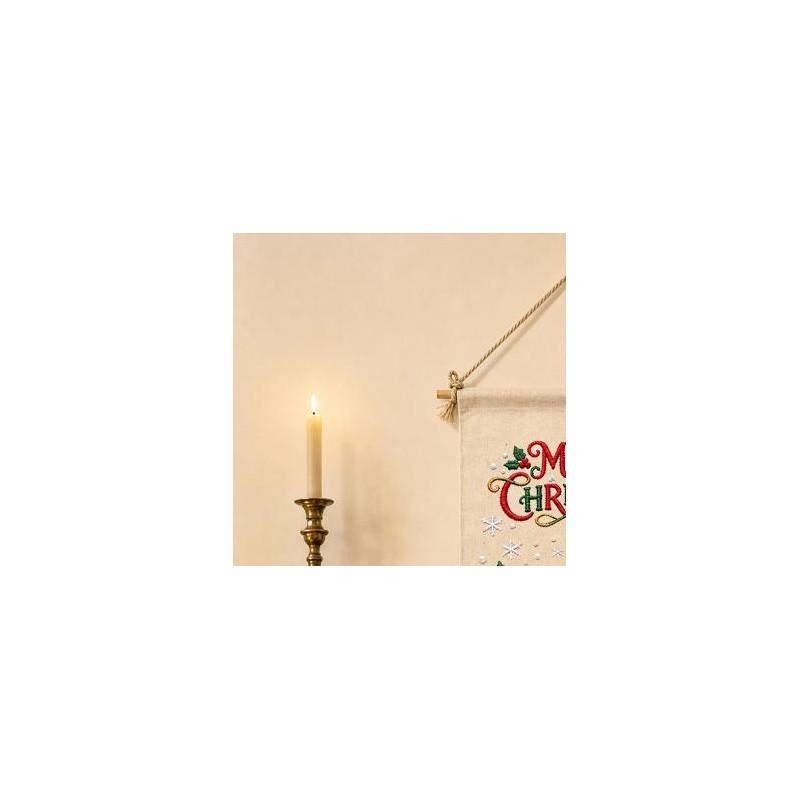 DIY Embroidery Kit Christmas Scene Triangle Wall Hanging Flag Beginner Printed Canvas Hoop Needle Thread Organizer Decor