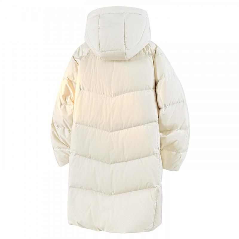 Men Women Winter Long Down Coat 90% White Duck Hooded Oversized Warm Parka Cold Weather