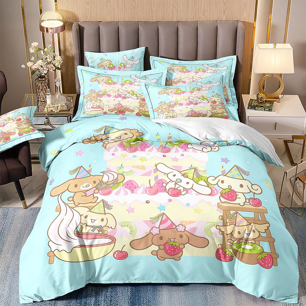 Niedliche Cinnamoroll Bettwäschesets Steppdecke Bettbezug Bettdecke Bettbezug Kissenbezug 2-3-teilige Sets Teenager Kindergeschenke