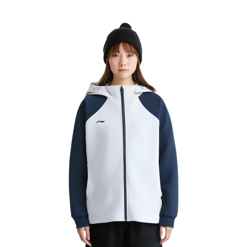 Li Ning Group Purchase Series Hooded Simple Color Block Fashion Raglan Long Sleeve Sweatshirt Women sweatshirt AWDV778-6