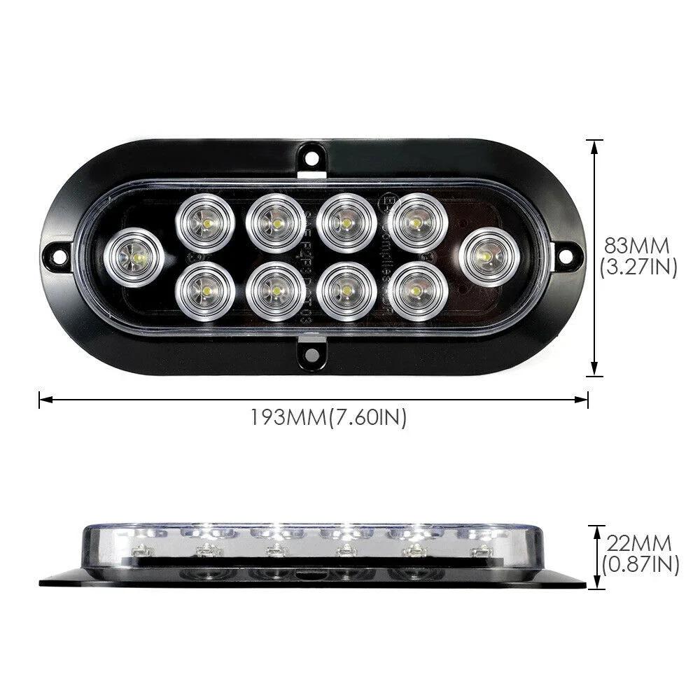 10 LED 6'' Oval Surface Mount Brake Stop Side Maker Stop Turn Signal Tail Light Trailer Truck Lamp 12V