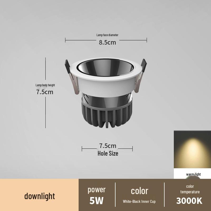 Spot încastrat fără ramă anti-orbire pentru sufragerii și holuri