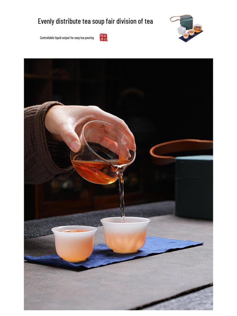 Ice-Glazed Jade Porcelain Gaiwan: Quick-Brew Travel Tea Set for Outdoor Camping and Events