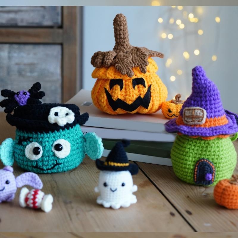 Halloween Crochet Set Knitting Supplies Beginner Crochet Set for Kid Adult, with Step-by-Step Video Tutorial Instruction