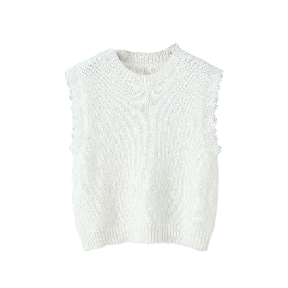 

Круглый вырез Кружевной Безрукавный Свитер Пуловер Жилет Кроп-топ Ретро Вязаный Жилет Топ Уличная одежда абрикосовый