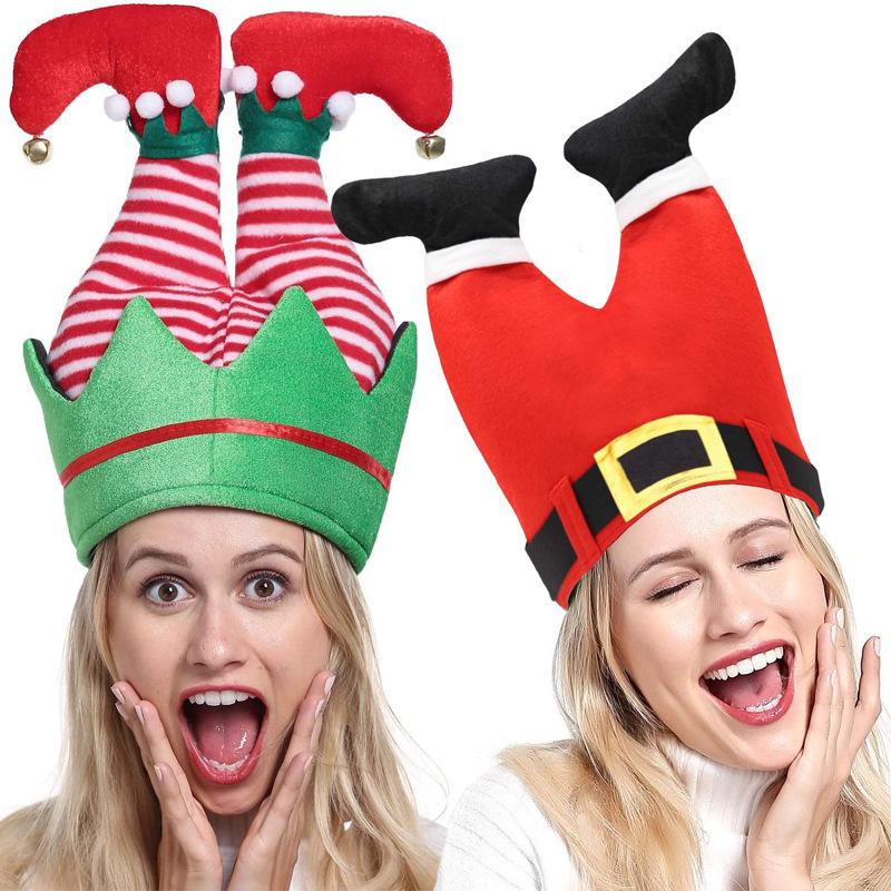 Creative Christmas Clown Hat for Adults and Children - Red Pant Leg Design for Party Fun