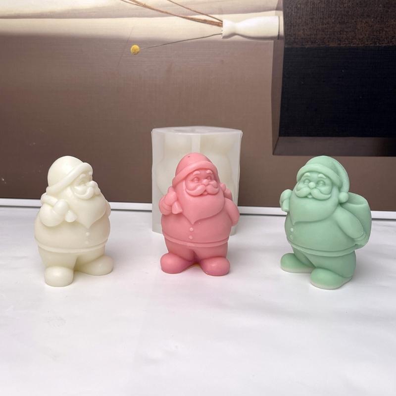 Easy Releases Santa Claus Candle Mould Sturdy Silicone Christmas Crafting for Projects