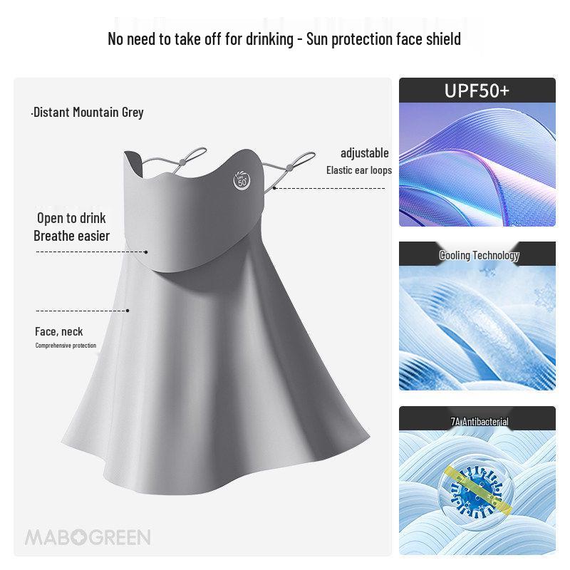 Damen UV-Schutz Gesichtsmaske: Eis-Seide, Atmungsaktiv, Sonnenschutz, Hohe Optik, Augenecken-Schutz