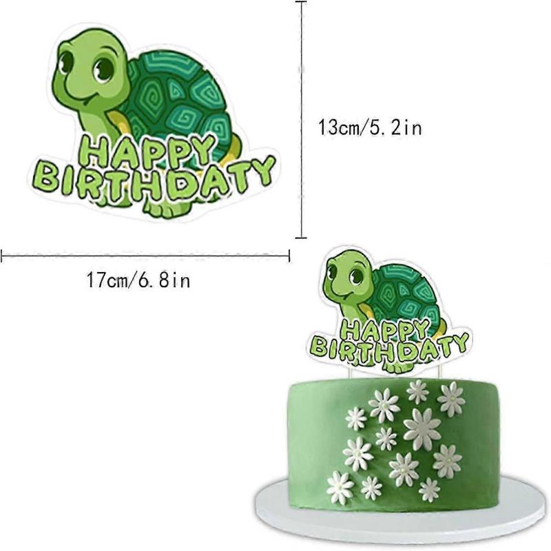 Schildkröte Baby Partyzubehör Set mit Happy Birthday Banner, Schildkröten Ballons, Schildkröten Kuchen Topper, Schildkröten Cupcake Topper, Ozean Meeresleben Thema Party für
