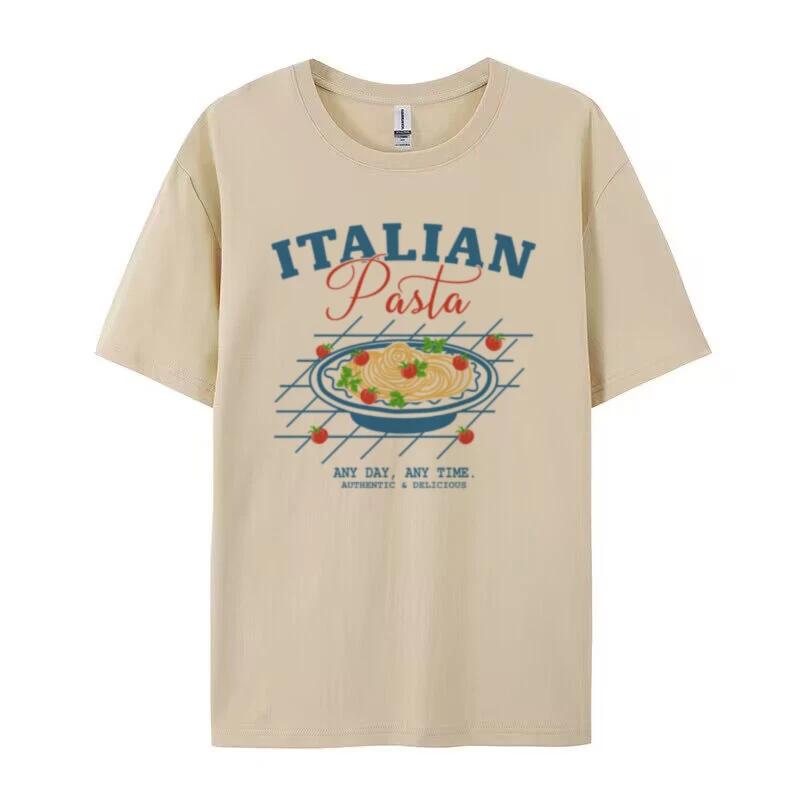 

Retro Italian Pasta Graphic Tees Women Cute Foodie T Shirt Short Sleeve Y2k Aesthetic Streetwear Tops FeUnisex Fashion Clothing 4XL