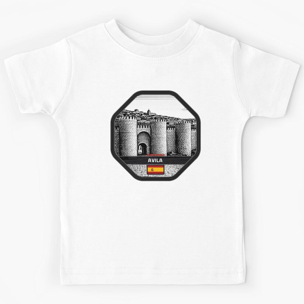 Avila Spain Linocut Style Kids T-Shirt 170