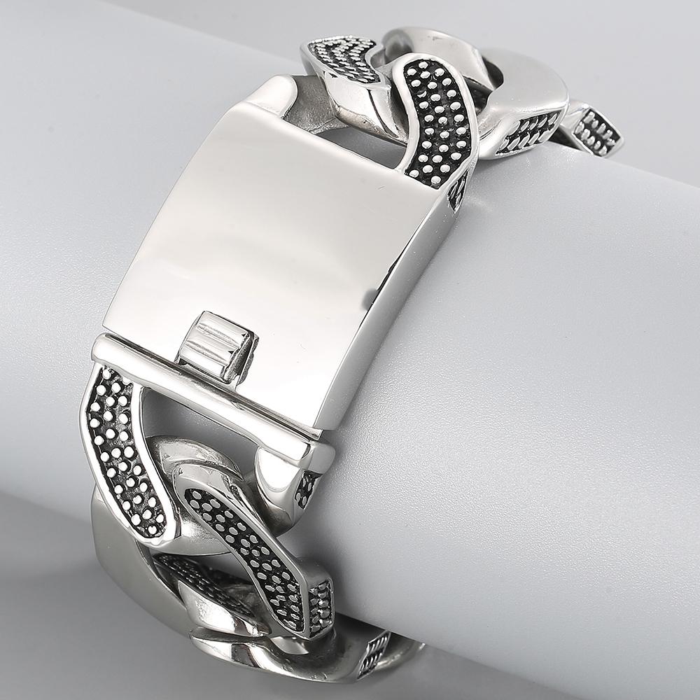 Massive 30MM Width Curb Cuban Link Chain Bracelet for Men 316L Stainless Steel Men's Bracelets Punk Rock Jewelry Accessories Man
