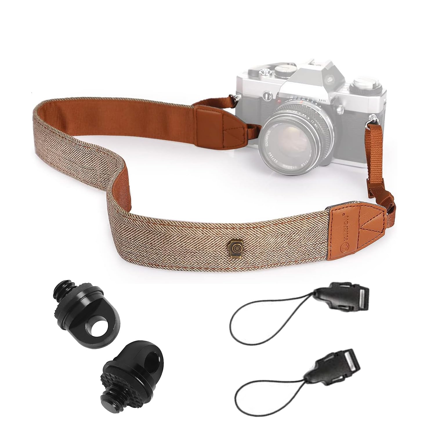 

Fugui Camera Shoulder Strap with Strap Connection Adjustable Cotton for Compact Digital and More 1/4 Screw, 2-Piece Set, Adapter, Length, Non-Slip,