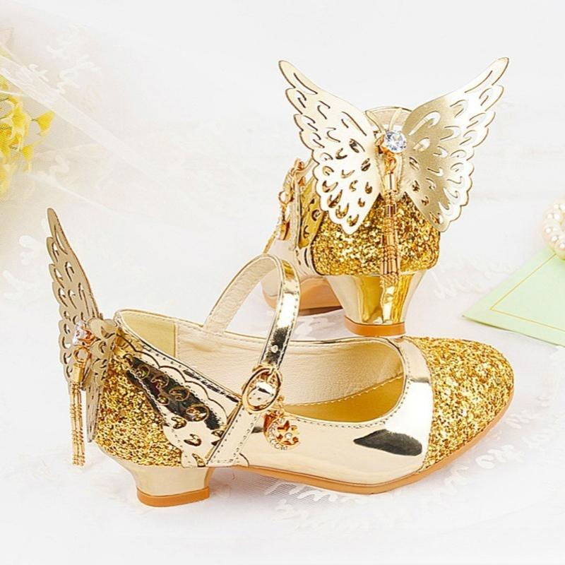 

Новая Мода Кожаная Обувь Высококлассная Ретро Обувь для Девочек Изысканные Классические Элегантные Принцесса Сандалии Кристалл Трендовые Милые Высокие Каблуки 26insole17cm золотой