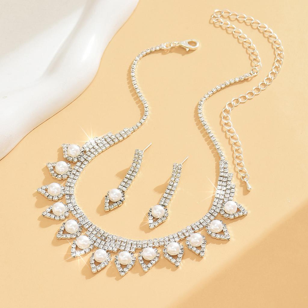 Bridal Jewelry Set Necklace Earrings Two-Piece Wedding Evening Dress Wedding Accessories Women'S Chain Set