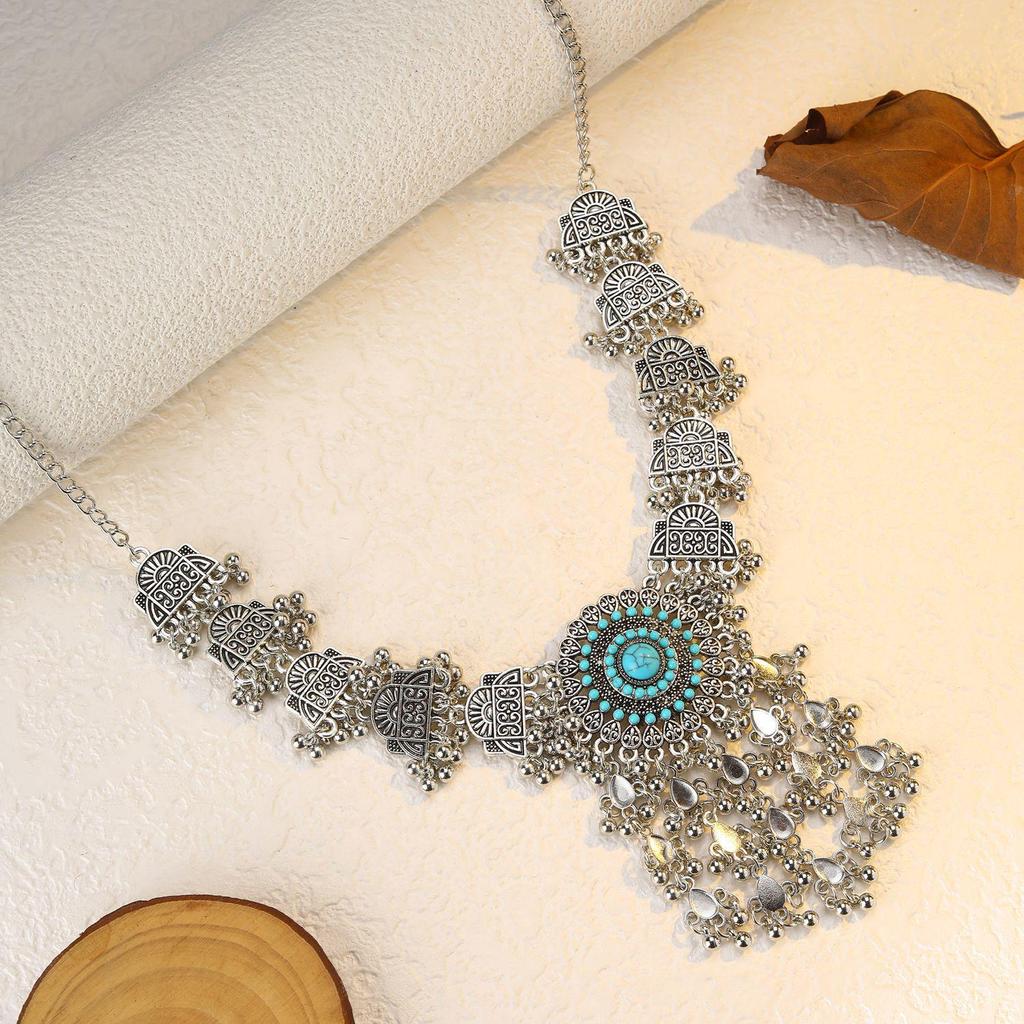 Ethnic Retro Tassel Rhinestone Forehead Chain for Indian Bride