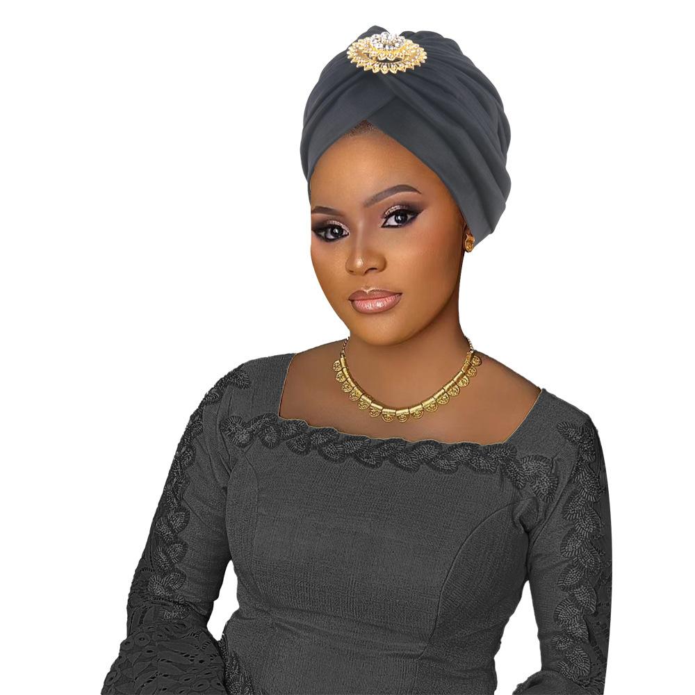 Indian Women Chemo Cap Muslim Diamonds Hijab Pleated Turban Wrap Headscarf Beanies Hair Loss Bonnet Hat Femme Turbante Mujer New