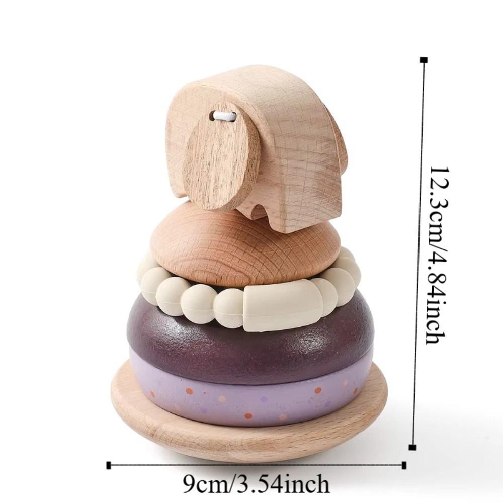 Montessori Baby Pole Stack Toy Stackable Elephant Bell Teething Toy  Newborn Gifts
