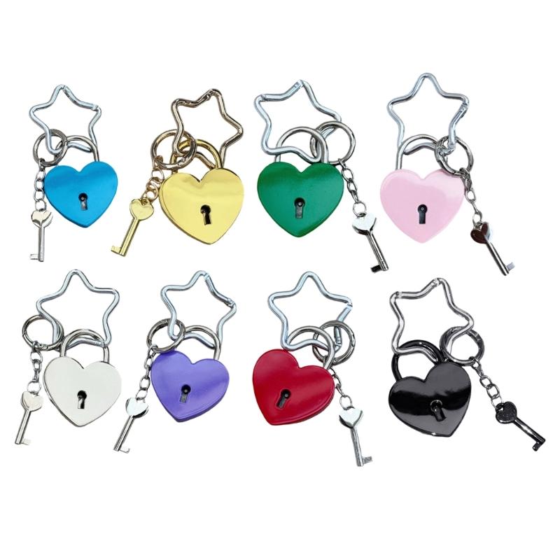 Practical Oversized Heart Lock Bag Charm With Star Clasp Stylish Bag Pendant Key Holder For Women Fashion Accessory