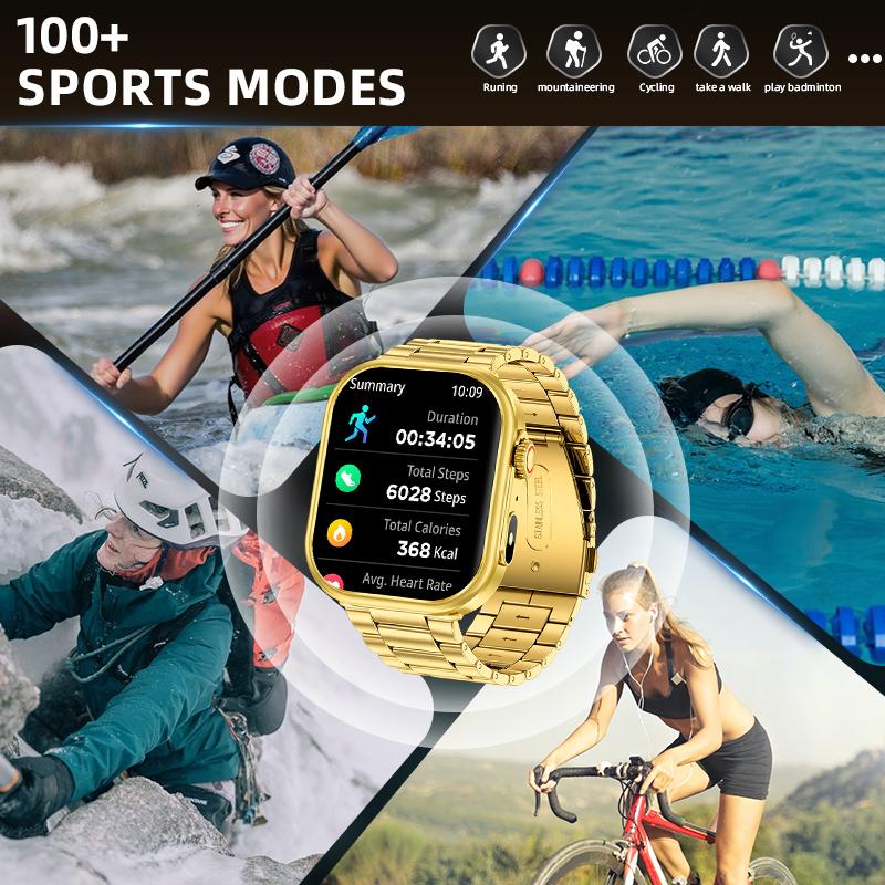 Outdoor Sport Rugged Military Smart Watch Men 2.01inch HD Screen 370mAh Battery Waterproof SWIM Watch BT Calling Smartwatch
