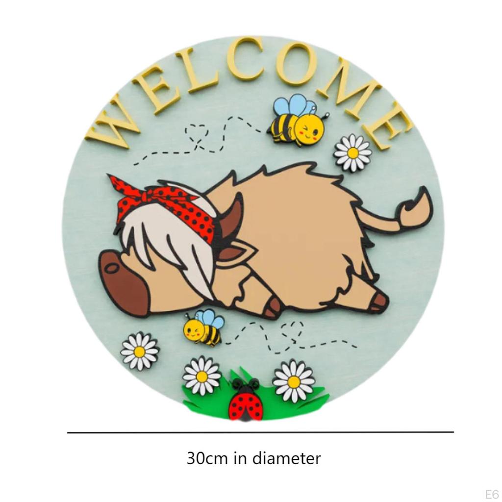 Highland Cow Wood Sign for Entryway, Wall Decor Living Room