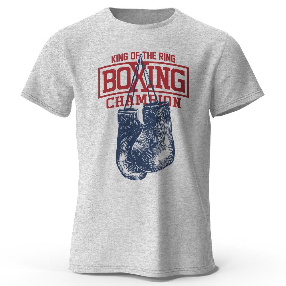 Boxing Champion King Men's and Women's Printed T Shirt Retro GYM Clothing Cotton Top Short Sleeve