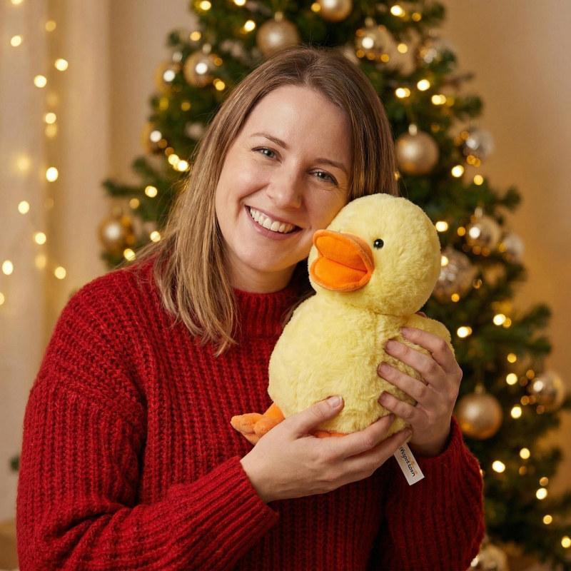 Cute Sitting Yellow Duck Plush Toy With Pp Cotton Filling For Kids And Adults