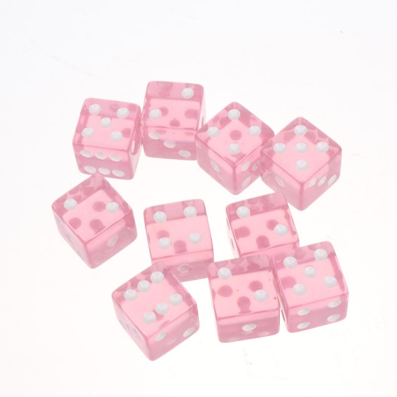 Acrylic Dice 10Pcs Transparent Color Square Corner White Dot Small Size Portable Dice for Travel Camping Outdoor Board Game Activities