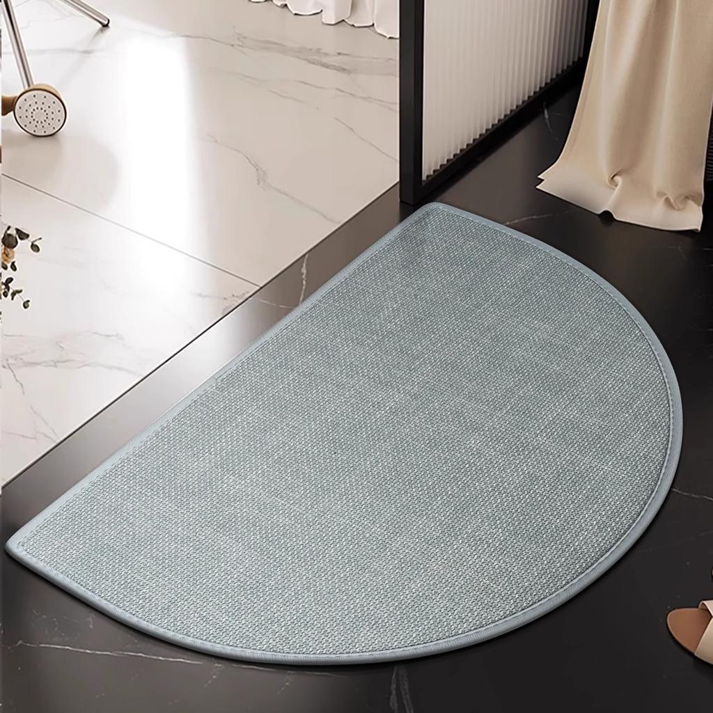 Linen Rectangular Circular Bath Mat Absorbent Bathroom Rug Non Slip Floor Mat Entrance Doormat for Bedroom Living Room 60x90cm
