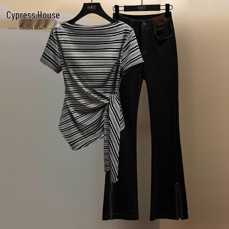 Women s Slim Fit Striped Round Neck T-shirt S
