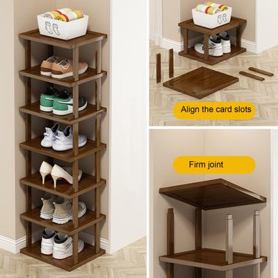 Zapatero de entrada 37748 capas de gran capacidad estructura de bambú estable hogar dormitorio organizador de zapatos Cornor