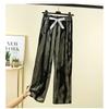New Ice Silk Ink Pants Versatile Retro Straight Wide-Leg Pants Slim Plus Size Drape Chiffon Pants High Waist Casual Pants