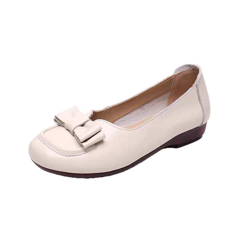 Shallow Single Shoes, Women's One-pedal Large-size Ladyshoes, Beef Tendon Soles, Mother Shoes, Spring and Autumn Models, Not Tired Feet, Soft Leather