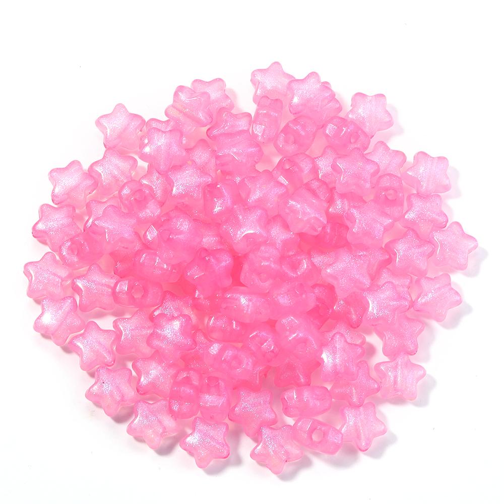 100pcs 10mm Acrylic Star Beads Colorful Luminous Five-pointed Star Loose Beads For DIY Jewelry Making Bracelet Necklace Supplies