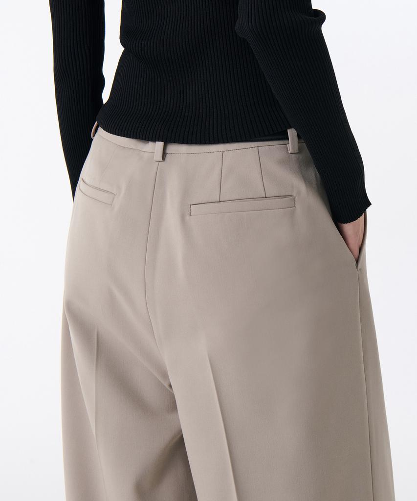 MUSINSA STANDARD WOMAN Women'S Low Waist Deep Tuck Extra Wide Hidden Banding Slacks [Light Beige]