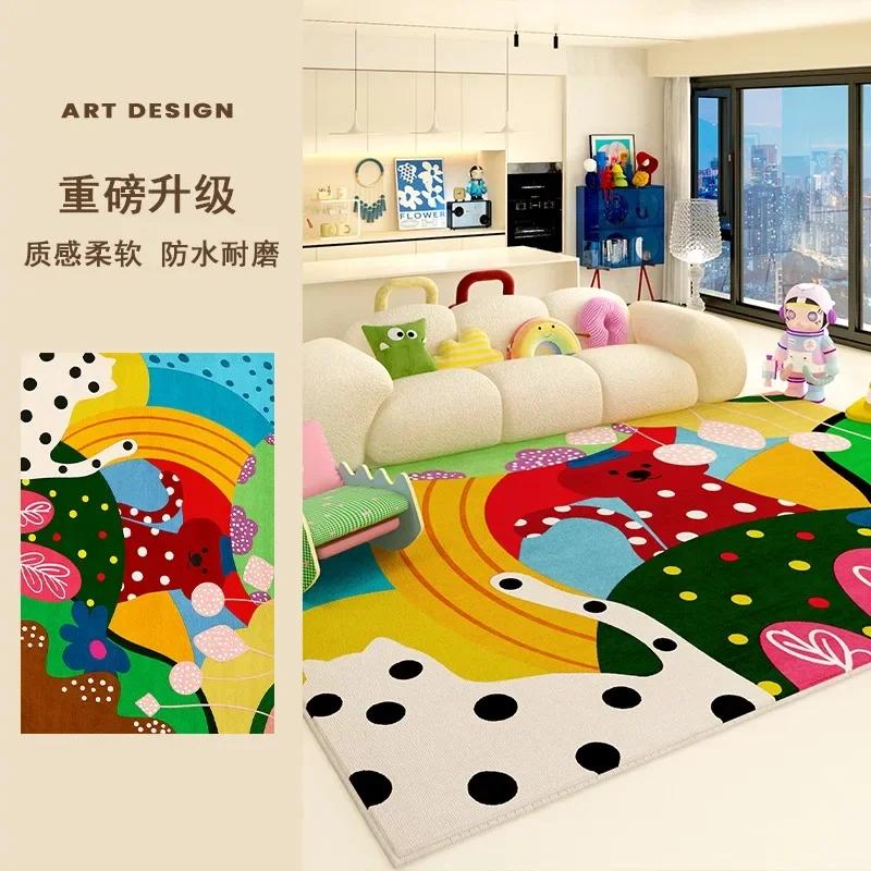 Living Room Carpet Art Irregular Color Abstract Home Bedroom Bedside Mat Easy To Care Cloakroom Coffee Table Rug Tapis 