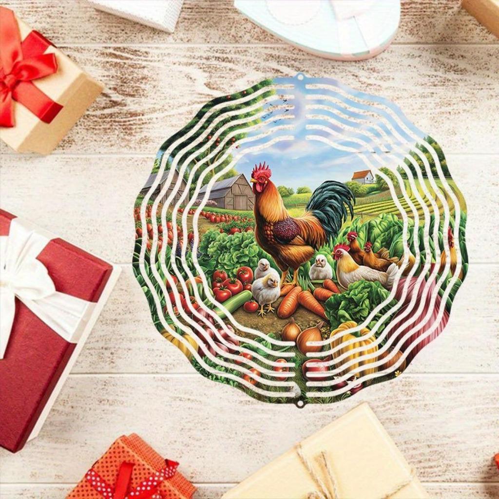 Metal Wind Spinner 2D Blue Tiger Design Hanging Decor for Garden Yard Balcony Outdoor Decoration No Battery Needed